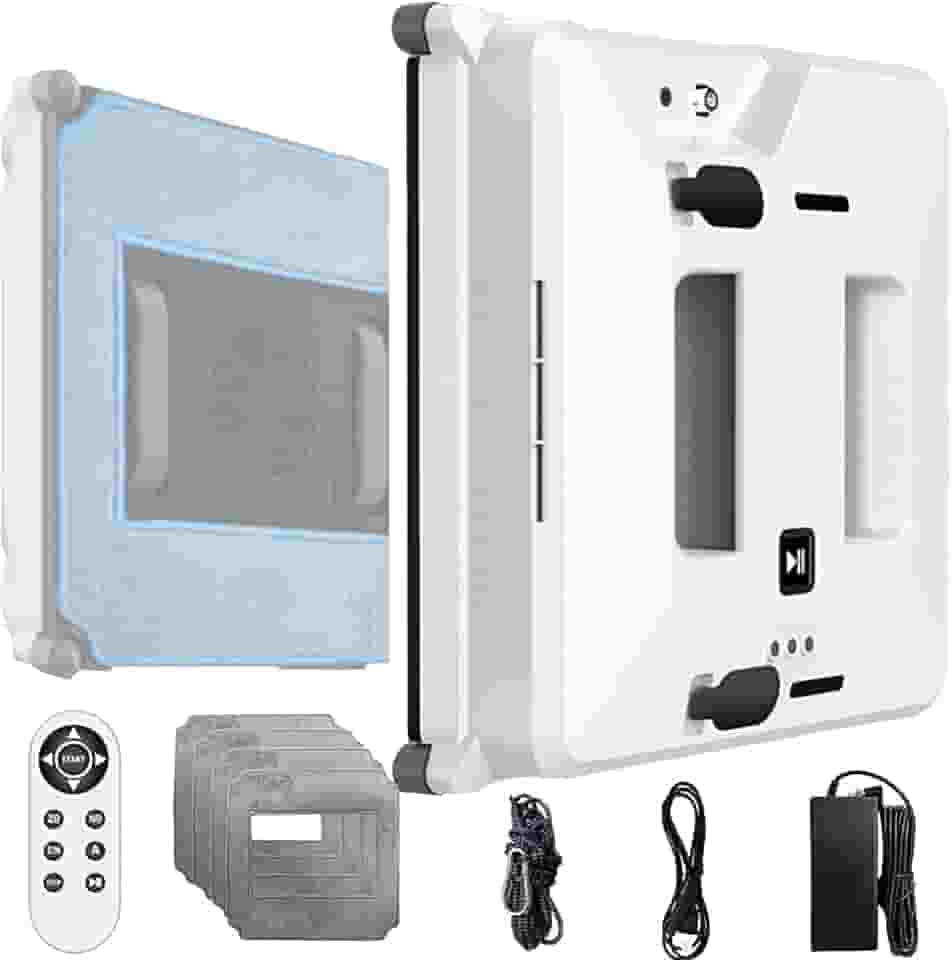 Robot limpa-vidros, limpador elétrico inteligente, sujidade de 3000 Pa pulverizador de água automático 3 modos proteção contra cortes de energia, para janelas, azulejos