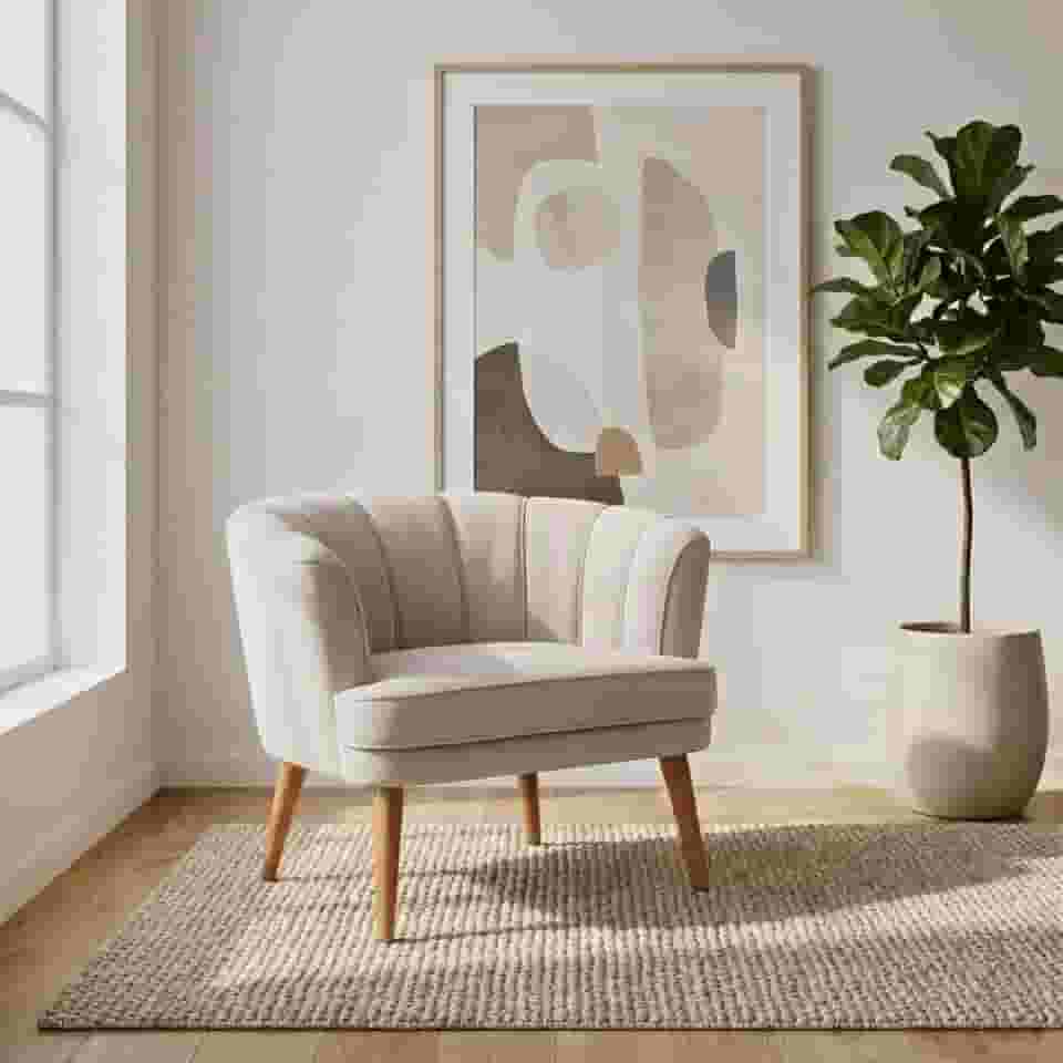 Poltrona Cadeira para Sala de Estar Confortável Tecido VeludoMOBLAN decor (Bege)