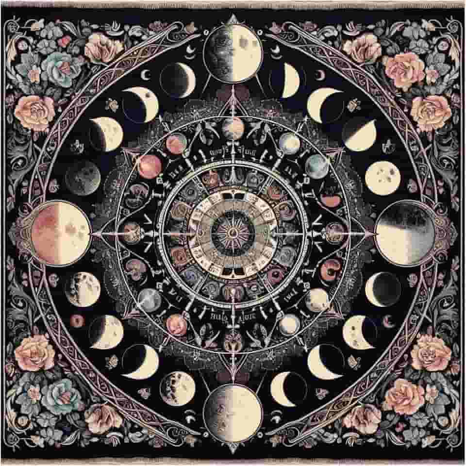 Toalha para Jogo de Tarot 0,70x0,70cm LUA