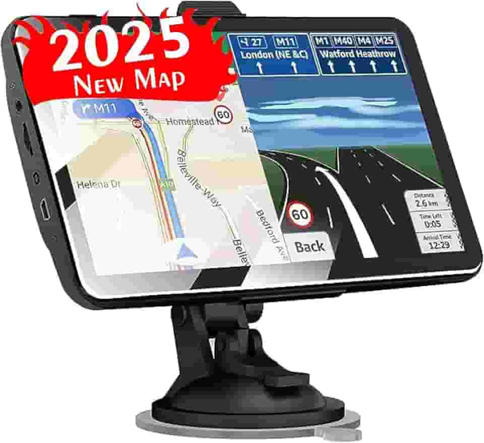 Navegador GPS para carro 2,5D 2024, tela sensível ao toque de 17,8 cm, GPS de caminhão, motoristas comerciais, comandos de voz real, direção de giro, alerta de câmera de velocidade de aviso de