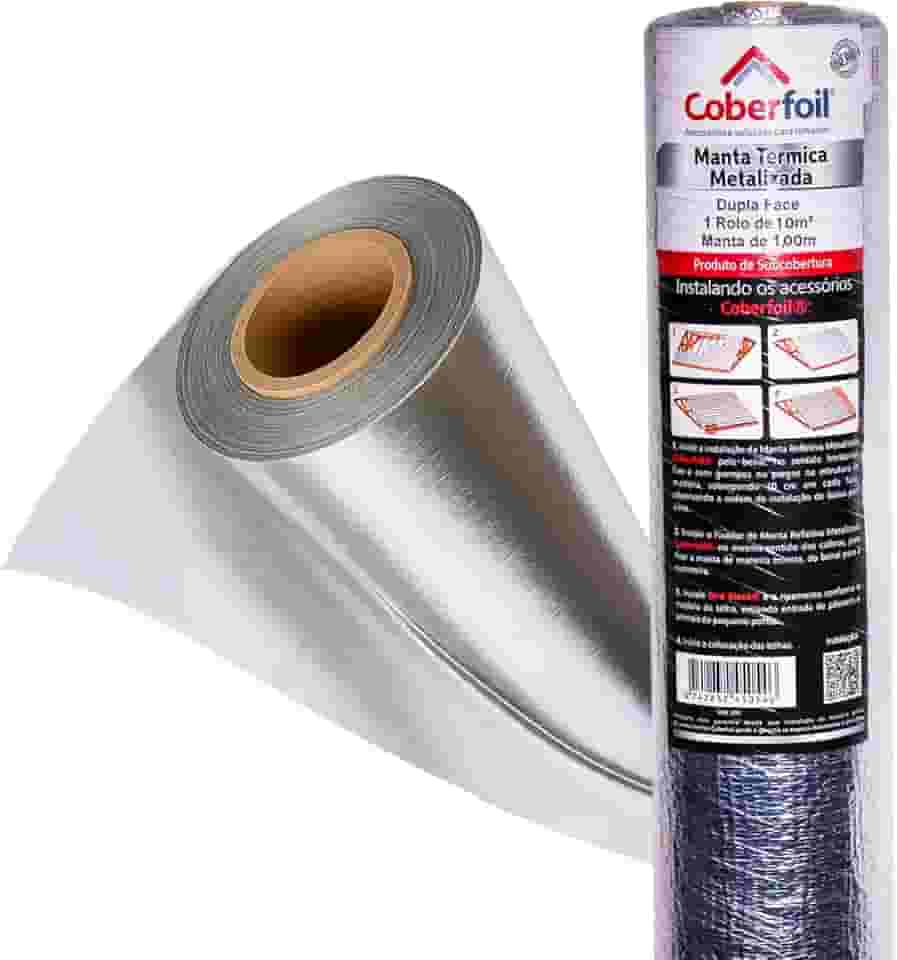 Manta Térmica Subcobertura para Telhado Dupla Face 1mx10m² Metalizada Aluminizada Conforto Térmico e Proteção Economia na Conta Refletiva Resistente