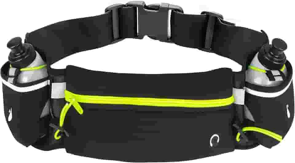 Cinto Corrida, Cinto de Corrida com Garrafas de Água (2 x 175 Ml), com Design Ajustado, não Balança durante Corridas, Caminhadas e Exercícios Físicos
