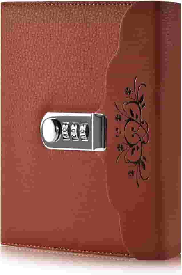 ARRLSDB Lock Diary Caderno de couro para escrever caderno organizador de senha digital com bloqueio diário pessoal (marrom)