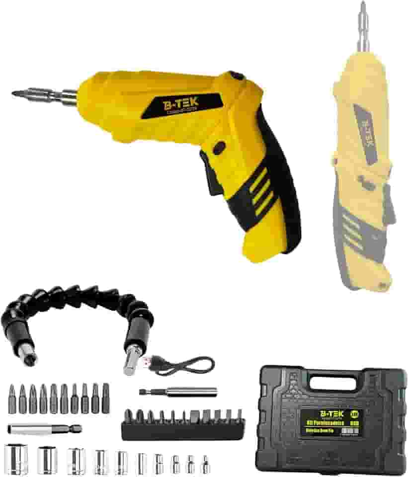 kit Parafusadeira e furadeira 360 com 46 pçs portátil Doméstica Carregador usb Leve e Prático