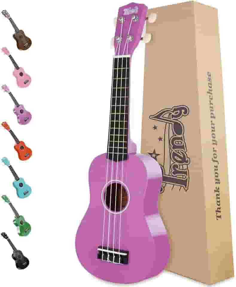 Trendy Ukulele Soprano de Natal para iniciantes Ukuleles de madeira havaiana de 53 cm para estudantes adultos iniciantes guitarra de quatro cordas (roxo)
