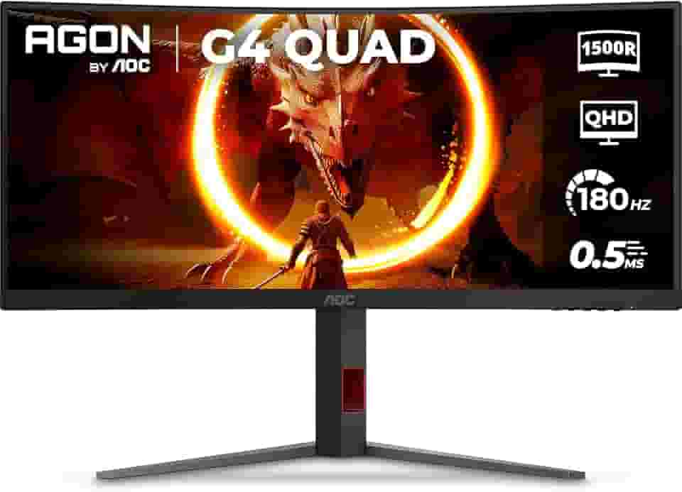 Monitor Gamer Curvo AOC AGON QUAD 34" Ultrawide WQHD 180Hz 0,5ms Base Ajustável U34G4C