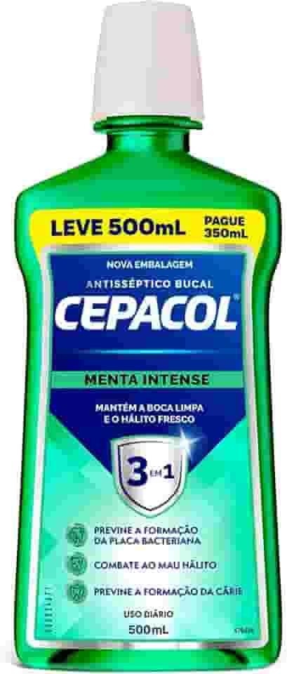 CEPACOL - Enxaguante Bucal Menta Intense - Sabor Extra Refrescante - Hálito Fresco - 500ml