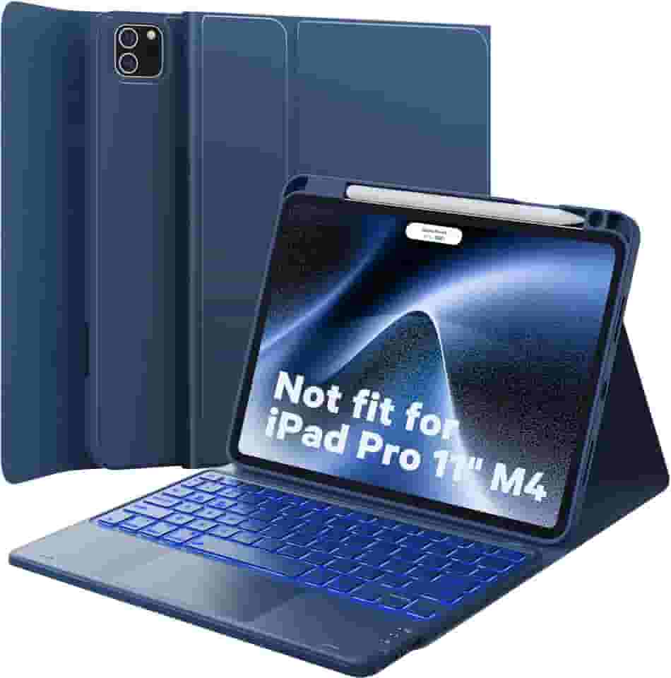 GreenLaw Capa com teclado para iPad Air 11 polegadas (M3/M2) 2025/2024 e Air 4ª/5ª geração e iPad Pro de 11 polegadas (1ª/2ª/3ª/4ª geração), touchpad inteligente, retroiluminação de 7 cores, capa