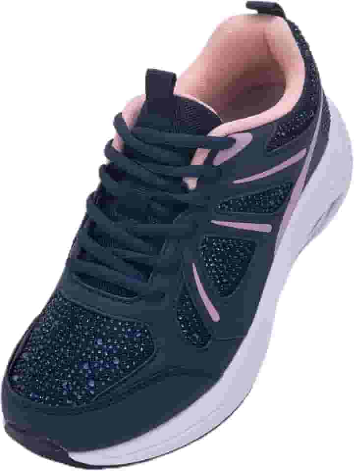 Tênis feminino de caminhada com suporte de arco ortopédico atlético para alívio da dor nos pés, Z--azul rosa, 40