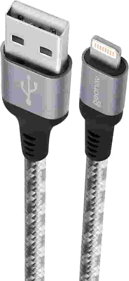 Geonav Cabo iPhone, iPad, iPod Lightning conector original Mfi Apple, nylon trançado, 1.5MT, LIGHT10, Titanium