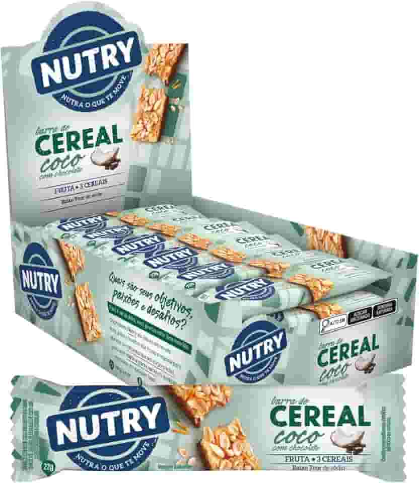 Abnoys Barra De Cereais Nutry Coco Com Chocolate 22G - Display Com 24 Unidades - Com 3 Cereais E Fruta