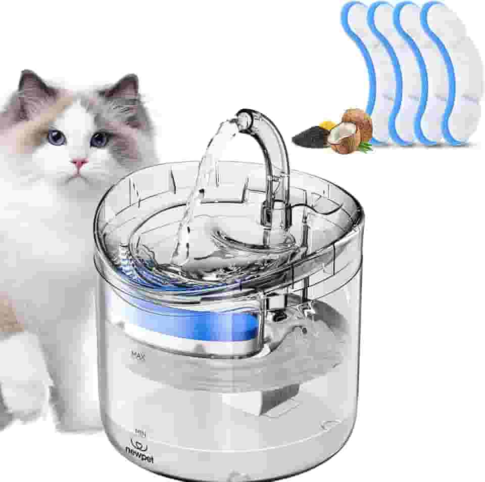NEWPET Comedouro para Gatos, Fonte de Agua pra Gato com 5 Filtros, Bebedouros e Acessorios para Gatos, Silenciosa, Bivolt