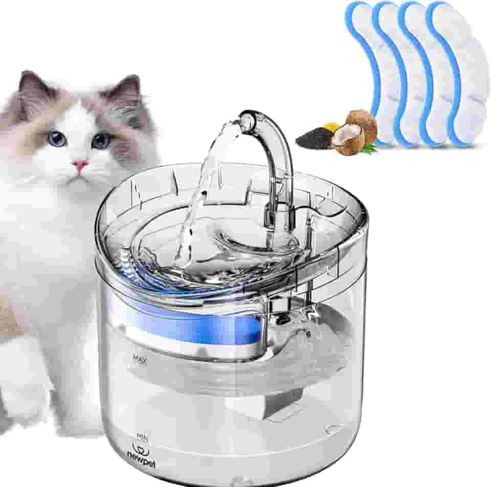 NEWPET Comedouro para Gatos, Fonte de Agua pra Gato com 5 Filtros, Bebedouros e Acessorios para Gatos, Silenciosa, Bivolt