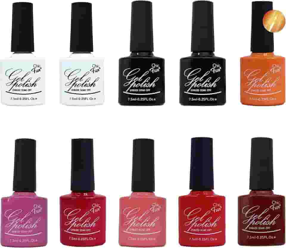 Kit 10 Esmaltes Polish Gel - Chic & Fun - 10x7,5ml - Unhas Uv Led