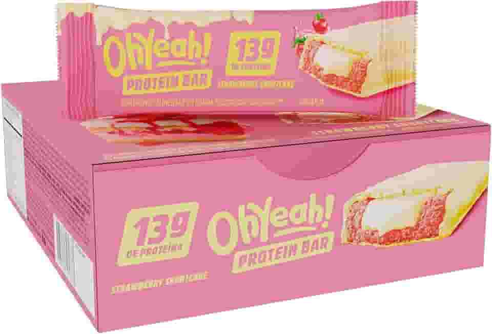 3VS Nutrition Barra de Proteína 45g Oh Yeah - Snack Proteíco - Pré e Pós-Treino - Display com 12 Unidades (Strawberry ShortCake)