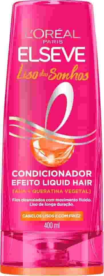 L'Oréal Paris Elseve Liso dos Sonhos Condicionador, com Efeito Liquid Hair, Enriquecido com AHA e Queratina Vegetal para Alinhamento Capilar e Brilho Intenso, 400ml