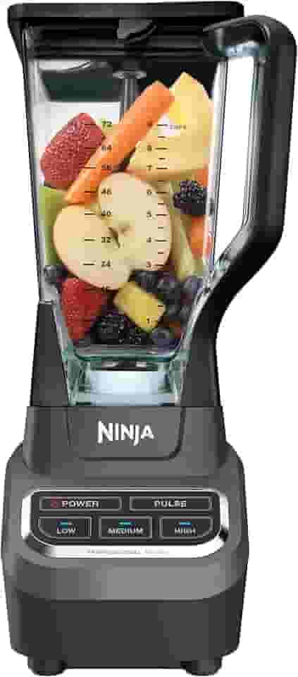 Ninja Liquidificador profissional BL610 de 2040 g com base de 1000 watts e tecnologia de trituração total para smoothies, gelo e frutas congeladas, preto, 24 cm C x 19 cm L x 43 cm A