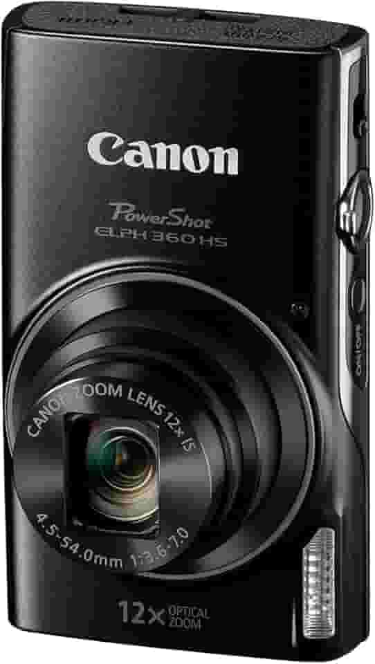 Canon Câmera digital PowerShot ELPH 360 com zoom óptico de 12x e estabilização de imagem – Wi-Fi e NFC (Preto)