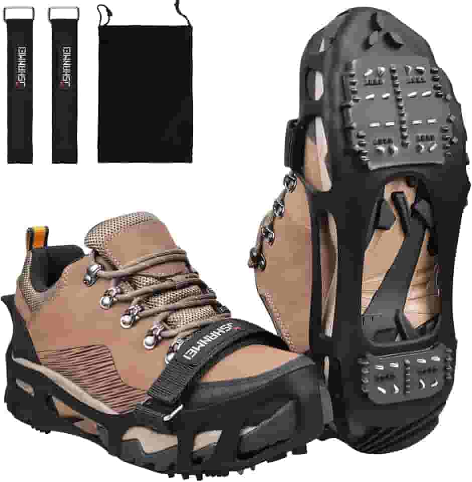 JSHANMEI Traction Ice Cleat Spikes Crampons Snow Grips antiderrapante, seguro para proteção, calçado elástico sem cadarço para caminhadas, caminhadas, na neve e no gelo