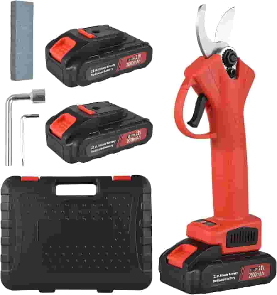 Tesoura Elétrica Sem Fio de Poda 21V Profissional para Podar Árvores Cortador Galhos com Brushless 2 Baterias Recarregáveis Jardinagem Horta e Fazenda