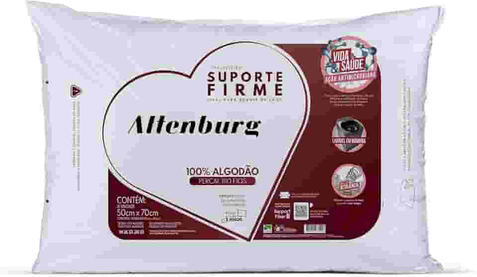 Travesseiro Suporte Firme Altenburg Extra Branco Capa Percal 180 Fios 100% Algodão
