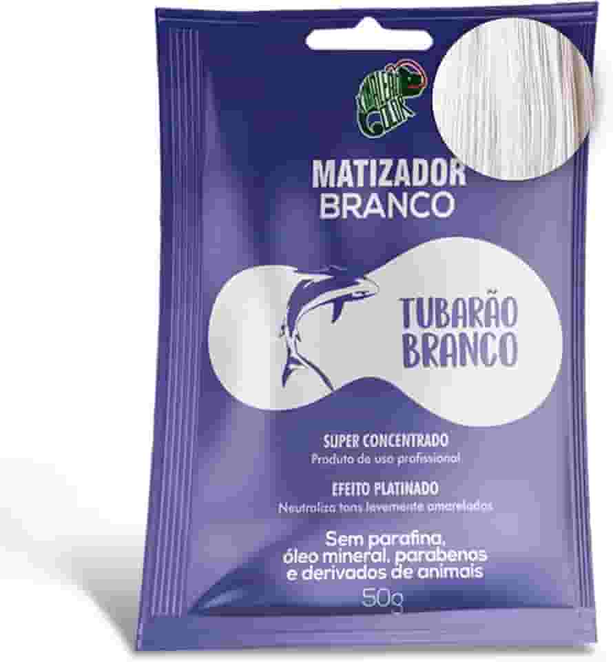 KAMALEÃO COLOR Matizador Branco Tubarão Branco - Neutralizador de Tons Levemente Amarelados - Efeito Platinado - Para Cabelos Loiros e Coloridos - Sachê 50g