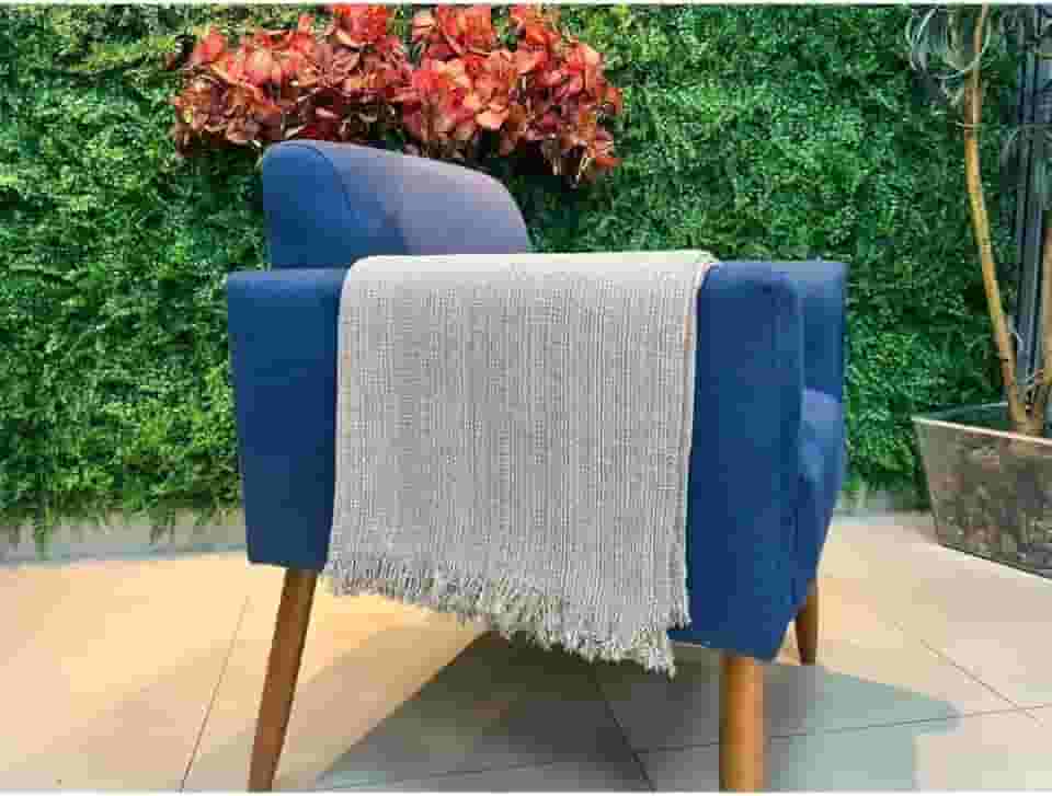Manta para Sofá Gigante 100% Algodão com Franjas – Decoração e Proteção Elegante para Sala (POP 220CM X 150CM CRU MESCLADO)