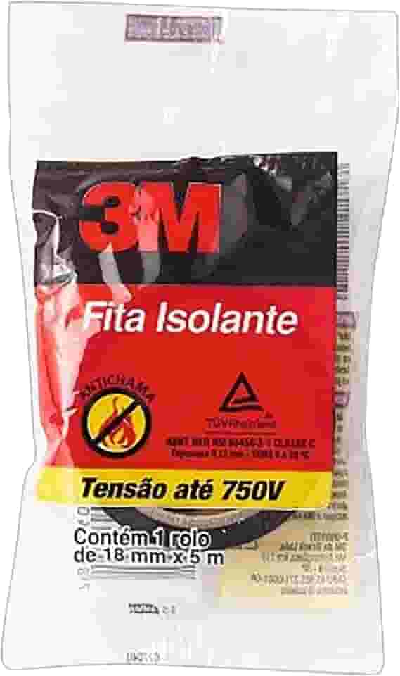 3M, Fita Isolante, 750V, 18mm x 5m, Preta