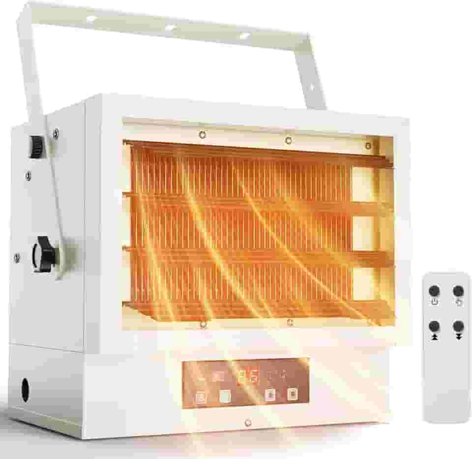 EUHOMY Aquecedor elétrico de garagem 7500 watts, aquecedor de oficina de teto com fio com controle remoto de função completa e temporizador de 9 horas, aquecedor de parede de 240 V compatível com ETL