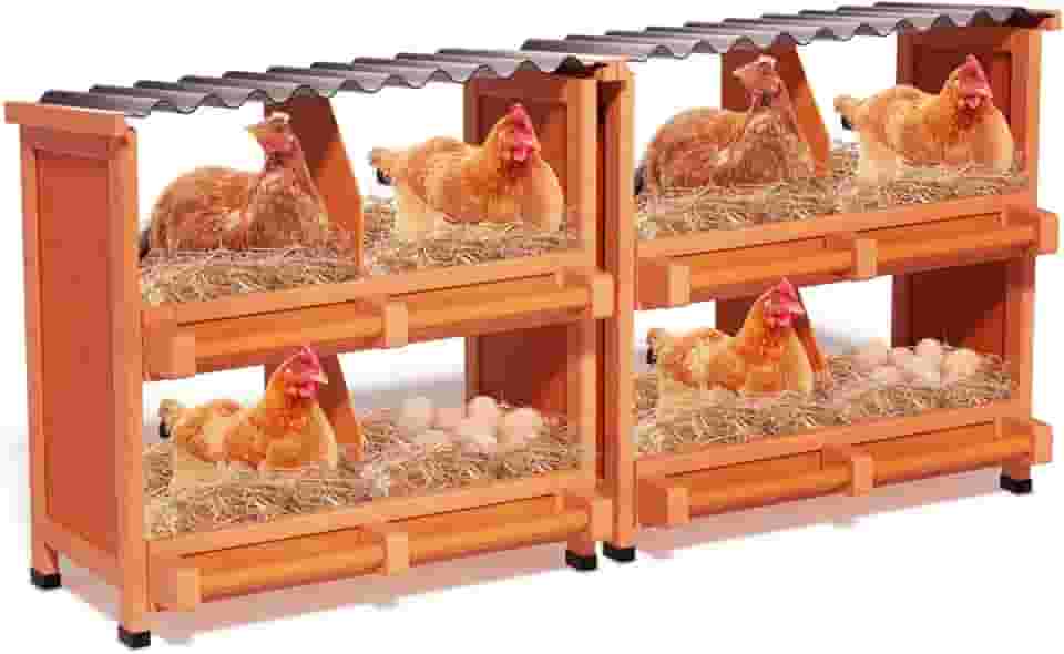 Caixas de nidificação de frango, 8 compartimentos de madeira para galinhas, caixas de colocação para galinhas, patos, ovos de proteção de galinhas, galinheiros, coleção fácil de ovos (8 furos)