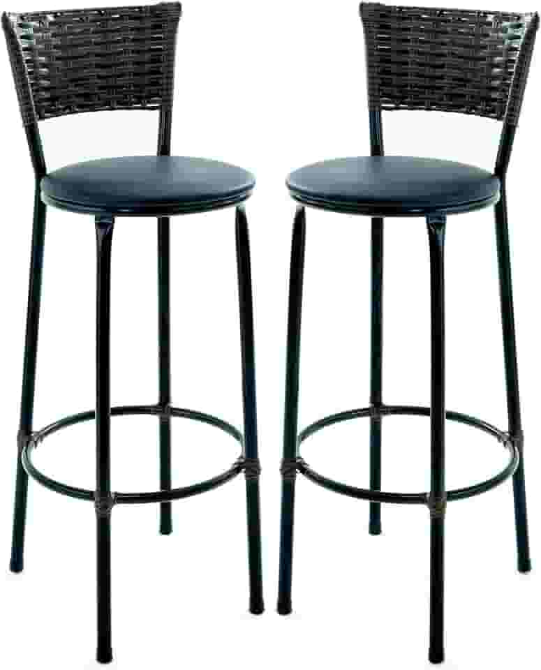 Kit 2 Banquetas Altas para Cozinha e Área Gourmet, Cor Argila (Preto)