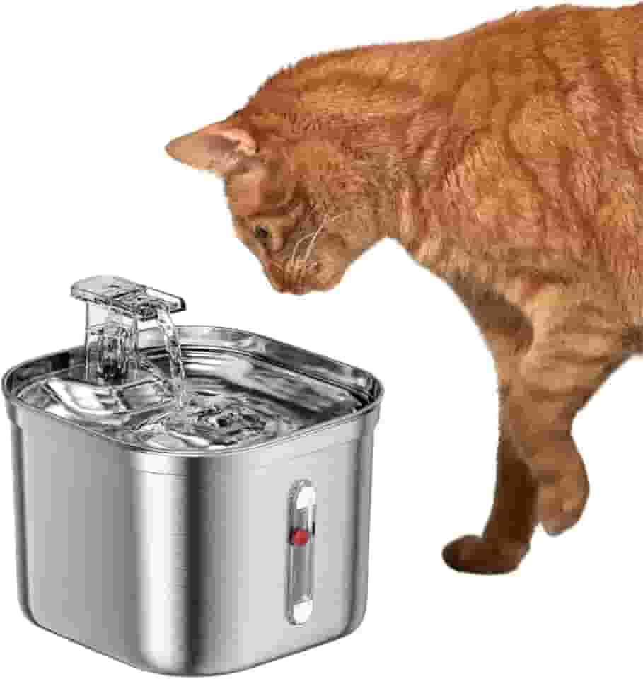RCM Group® - Bebedouro Pet Fonte de Água de Inox - Sistema Tripla Filtração, Controle de Fluxo – Ideal para Cães Pequenos e Gatos, Fácil de Limpar, Melhora Hidratação e Bem-Estar do Pet - RCM Group®