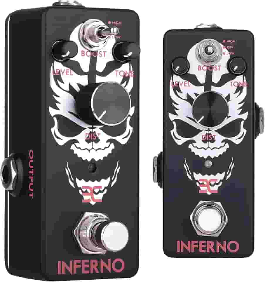 EX Pedal de guitarra Inferno Death Metal Distortion, mini pedal de efeitos de guitarra elétrica de alto ganho, com interruptor de boost de 3 modos, True Bypass