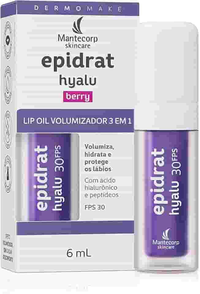 Hidratante Labial Volumizador Epidrat Hyalu Lip Oil Berry FPS30 6ml Mantecorp Skincare