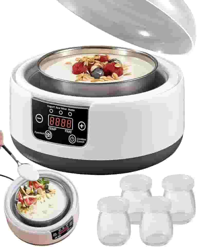 Máquina de iogurte 36 horas, máquina automática de iogurte digital com controle de temperatura constante e temporizador, máquina multifuncional de iogurte probiótico para queijo caseiro, vinho de