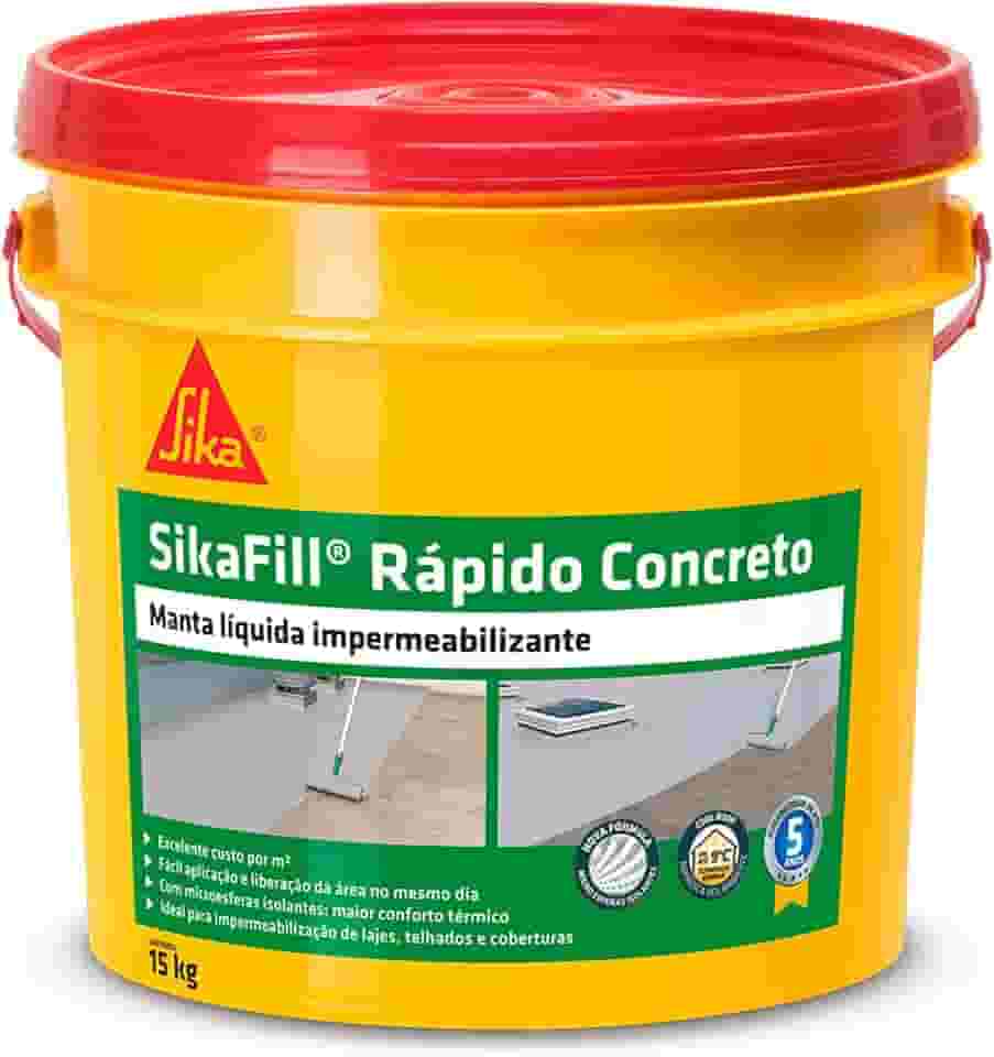 Sika - Impermeabilizante líquido - SikaFill Rápido Cinza Concreto – Borracha Liquida- Fácil de aplicar - Balde 15Kg