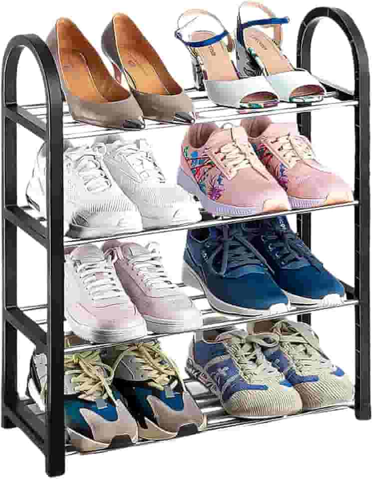 Sapateira Organizadora Porta Sapatos Formato Simples - Para 8 Pares, 4 Prateleiras, Design Elegante, Compacta e Versátil, Ideal para Entradas e Quartos - BAnpinSH