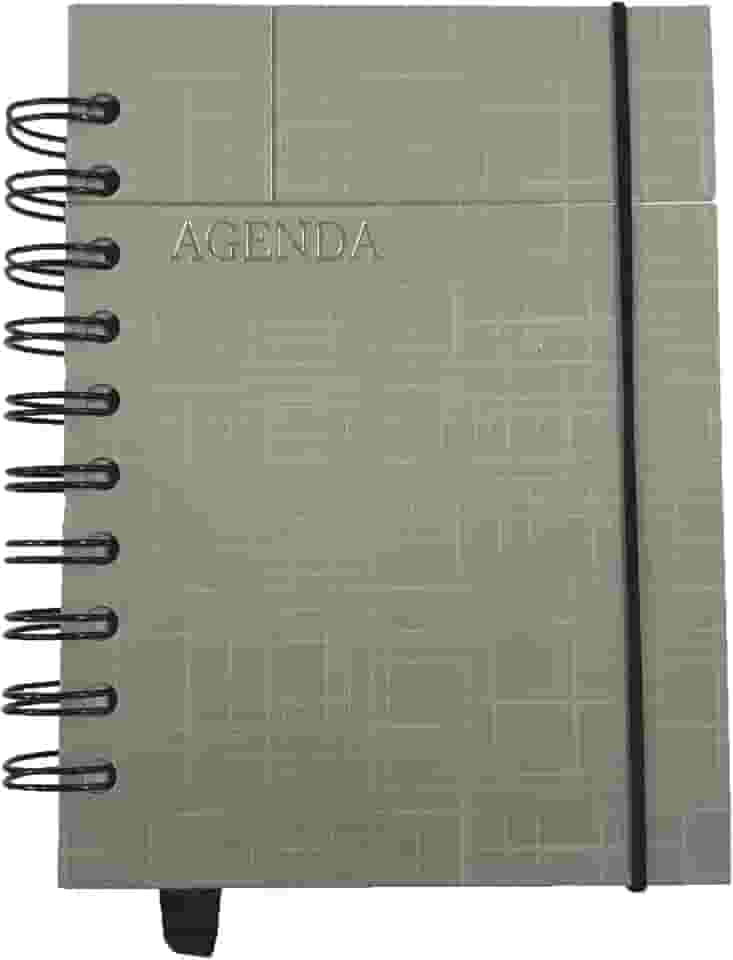 Agenda Permanente Capa Dura Espiral, 160 folhas, Com Elástico, Sem data, Marcador de Página. 14X10 cm.