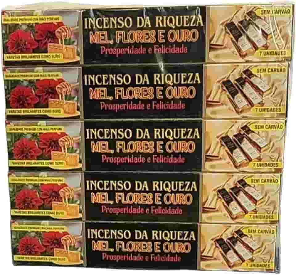 Incenso da Riqueza Mel Flores e Ouro - Prosperidade e Felicidade 3cxs.7v