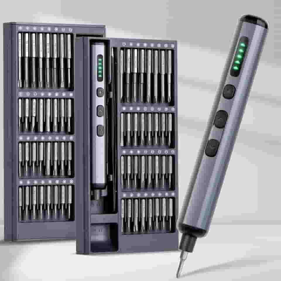 Conjunto de mini chaves de fenda elétrica – Chave de fenda elétrica 68 em 1 com pontas magnéticas – 64 pontas universais S2, 5 configurações de torque, 4 luzes LED – Kit de ferramentas para