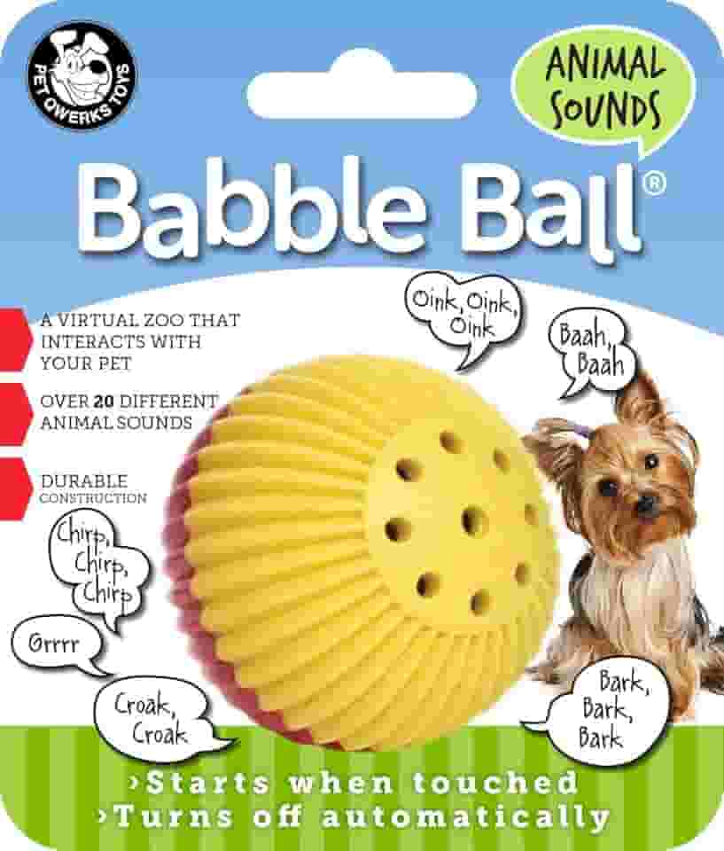 Pet Qwerks Animal Sounds Bola de Babble - Brinquedo interativo para cães - Pequeno