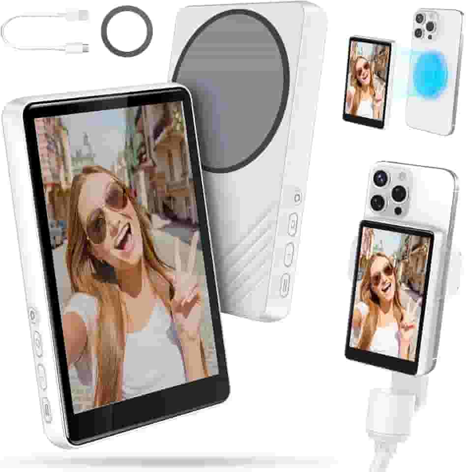 Tela do monitor de selfie iPhone, o mais novo monitor magnético da câmera para criador de conteúdo, influenciador, streaming ao vivo e TikTok, Snaplylens para iPhone Android Selfie Screen