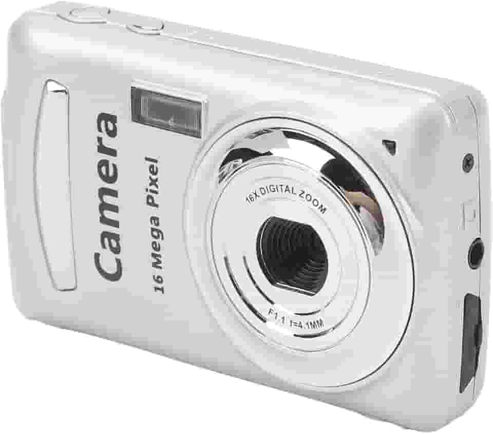 Câmera digital, 1080p Full 16X Zoom 64MP Digital Point and Shoot Camera, tela IPS de 2,4 polegadas, foco automático, câmera vlogging para crianças adolescentes adultos iniciantes (cinza prata)