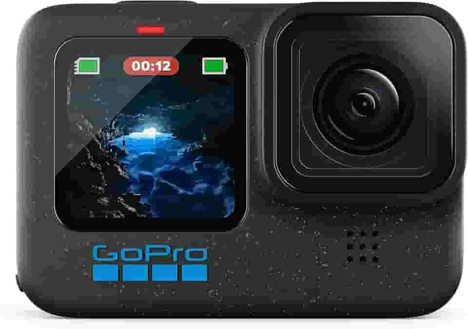 GoPro HERO12 BLACK - Câmera de ação à prova d'água com 5.3K60, 27MP, Vídeo + Foto HDR, HyperSmooth 6.0, Trava de horizonte 360°, Live + webcam, Áudio por Bluetooth, Bateria enduro, QUIK