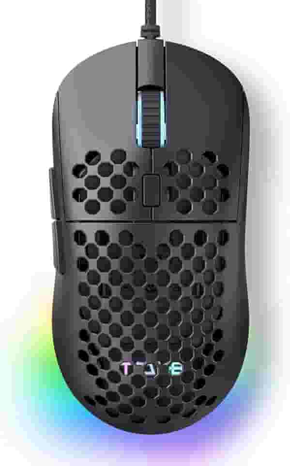 Mouse Gamer TMKB Falcon M1SE Ultraleve Honeycomb, sensor óptico de 12800DPI de alta precisão, 6 botões programáveis, RGB personalizável, mouse ergonômico para jogos com fio - preto fosco