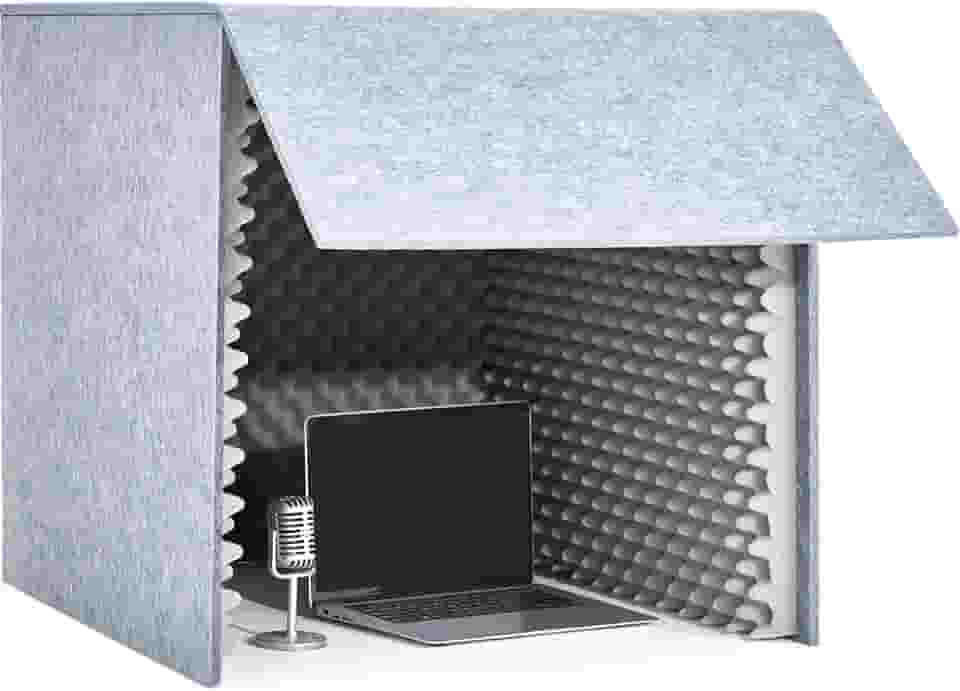 Capa à prova de som para mesa de 61 x 61 cm x 61 cm cabine de gravação vocal portátil escudo de absorção vocal microfone cabine de isolamento cubo para estúdios de música Podcasts