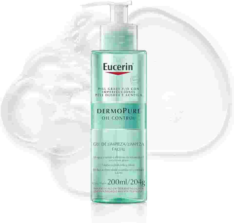 EUCERIN Gel de Limpeza Facial Antiacne DermoPure Gentil 200ml, Pele Mista e Oleosa, Suave, Demaquilante