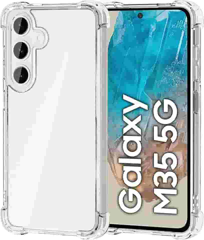 USTIYA Capa para Samsung Galaxy M35 5G TPU transparente quatro cantos capa de proteção de grau militar transparente macia
