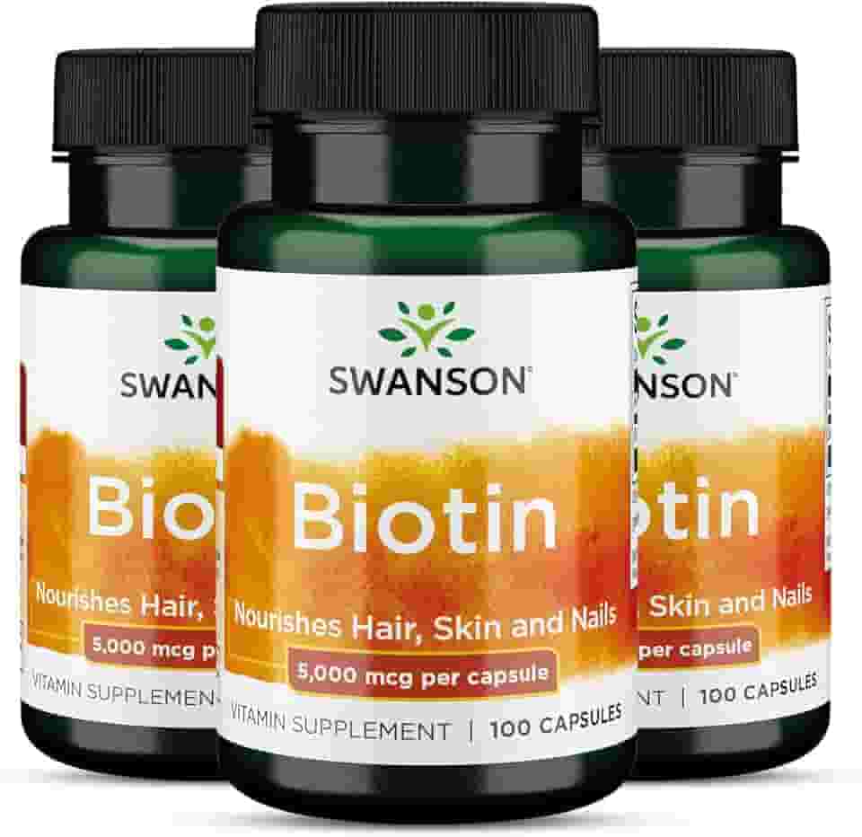 Biotina, Swanson 100 Caps, 3 UN, Made in Usa/Importado