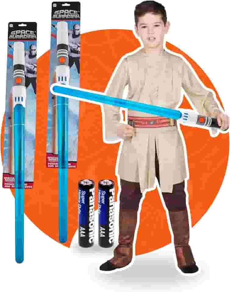 Kit 2 Espadas Sabre De Luz Spacewar Retrátil Com Luz Forte E Som Brinquedo Infantil Star Light (Azul) (Kit 2 Azuis)